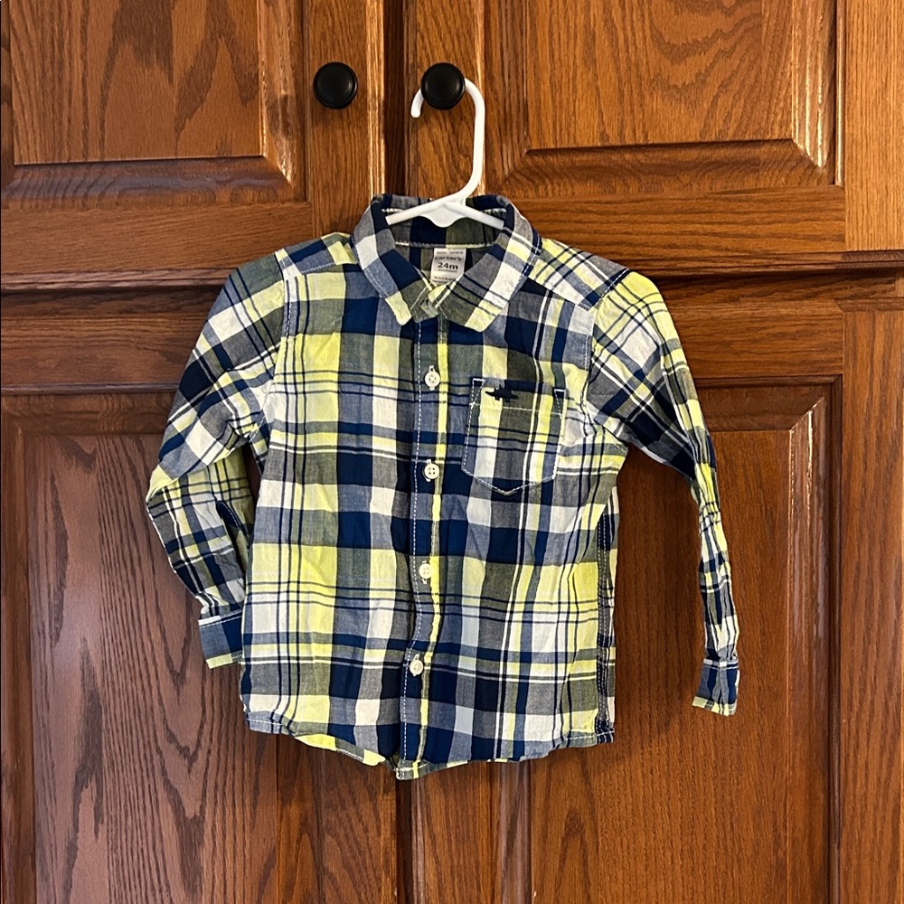 Carter's Blue and Yellow Plaid Button Down Shirt
